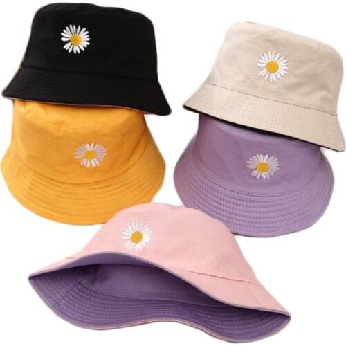 New Beautiful children Flower Bucket Hat foldable Summer outdoor Bob Cap Two side Reversible Kids flat Fishing sun Bucket Hat