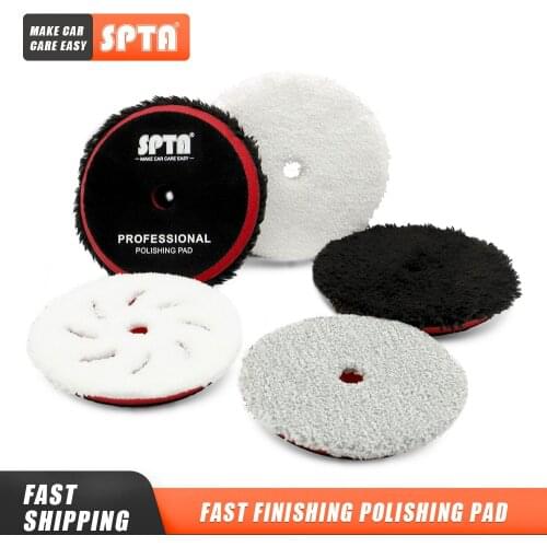 Single Sale) SPTA 3"/5"/6" Fast Finishing Microfiber Polishing Pad Polishing Pads Buffing Pad Disc Kits For DA/RO Car Polisher