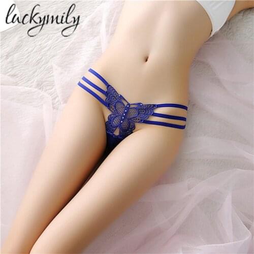 Luckymily Underwear Women Thongs And G Strings Tangas Women Sexy Lace butterfly Bandage Thong Panties of Womens Underwear Briefs
