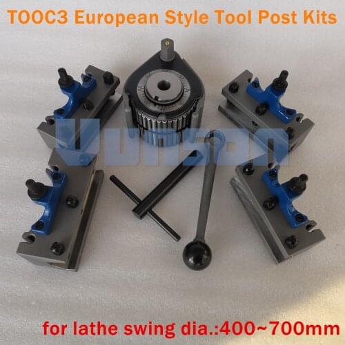 TOOC3 Lathe Swing Dia. 400~700mm Quick Change Tool QCT Post Turret Kits include 1pcs tool post+4pcs Tool Holders