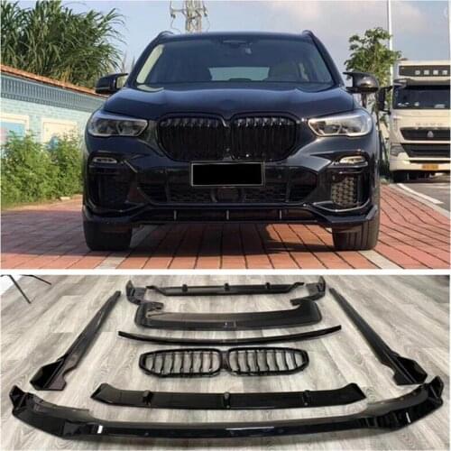 NEW High Quality ABS Black Front Lip + Rear Diffuser + Spoiler + Side Skirt+Racing Grills Cover For BMW X5 G05 2019 2020 2021