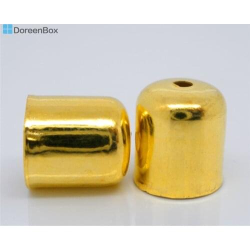 Doreen Box Lovely 200Pcs Gold color Blunt Necklace End Tip Bead Caps 8x7mm(Fit 6mm) (B04337)