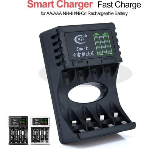 Battery Charger For AA/AAA Ni-MH/Ni-Cd Rechargeable Battery 4 Slots LED Smart Rechargeable Battery Safety Fast Charger 2 Colors