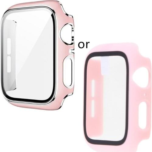 Screen Protector Compatible with Watch Series , PC Case with Built in Tempered Glass Full Coverage Protective B
