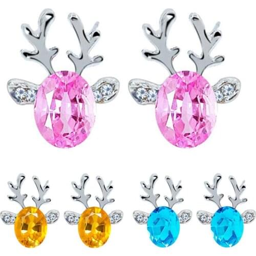 Women Christmas Faux Inlaid 3D Antler Ear Stud Earrings Jewelry Gift