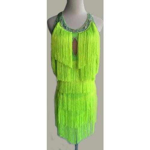 New style latin dance costume sexy diamond tassel latin dance dress for women latin dance competition dresses S-4XL