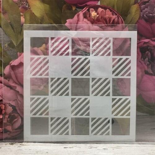 1Pcs 15*15cm Chessboard Grid DIY Layering Stencils Painting Scrapbook Coloring Embossing Album Decorative Card Template