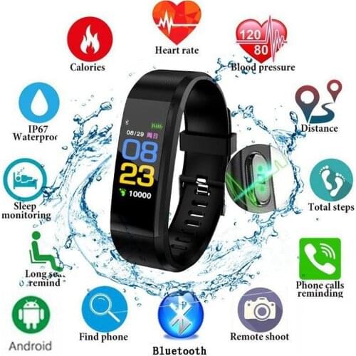115 Plus Sport Smart Watch Waterproof Sport Bracelet Smart Fitness Tracker Blood Pressure Heart Rate Monitor intelligent Watch