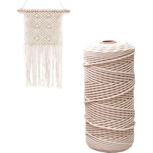 2mm x 200m Pure Cotton Macrame Cords for DIY Making Crafts Handwoven Tapestry Wall Hanging Pendant Home Ornaments Supplies