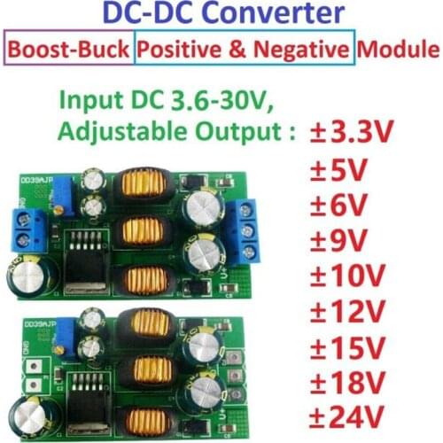 2 in 1 20W Boost-Buck Dual Output Voltage Module 3.6-30V to +-3-30V Adjustable output DC DC Step-up Step-down Converter Board