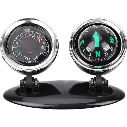 2 in 1 Compass Thermometer Direction Dashboard Ball Car Ornaments Guide Ball Vehicle Automotive Accessories