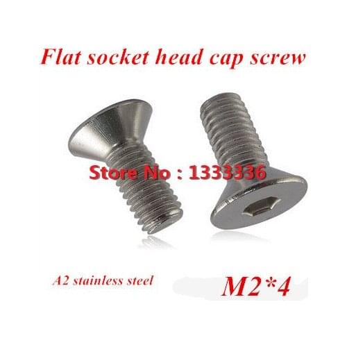 200pcs M2*4 DIN7991 Stainless steel Flat (Countersunk) Head Drive Hexagon Socket Cap Screw Bolt