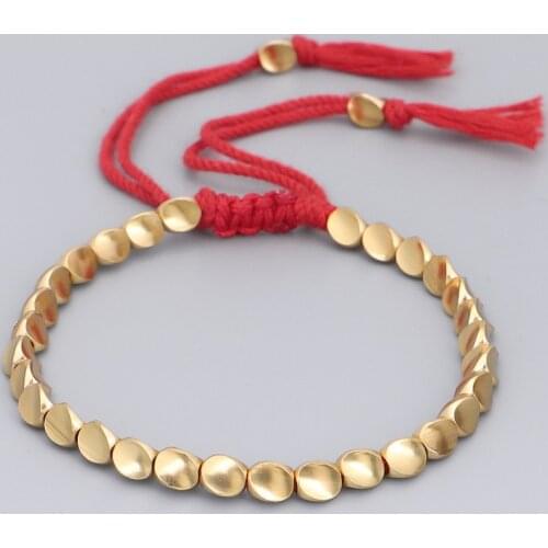2020 Ethnic Tibetan Buddhist Copper Bead Red Bracelet For Women Men Vintage Handmade Thread Braided Rope Bracelets Jewelry