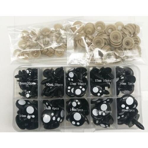 50set, 8-16mm doll eyes Cartoon Safety eyes nose dolls toys Sole For Teddy Bear Stuffed Toys Snap Animal Puppet Dolls Craft