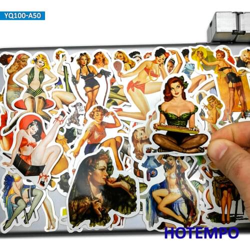 50pcs Retro Sexy Leggy Stocking Beauty Fashion Pretty Women Stickers for Mobile Phone Laptop Suitcase Skateboard Decal Stickers