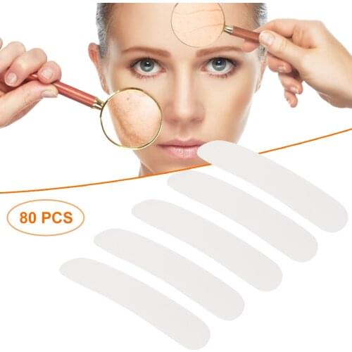 80Pcs Reusable Silicone Anti-wrinkle Face Forehead Sticker Cheek Chin Sticker Facial Eye Patches Wrinkle Removal Face Lifting