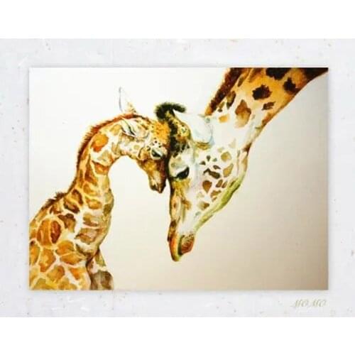 DIY Diamond Painting Watercolor Giraffe Parent-child Cross Stitch Art Picture For Living Room Home Decoration JX675
