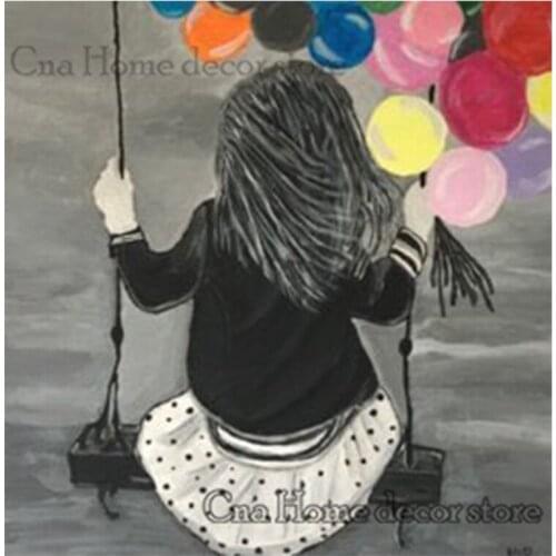 5D diy diamond paintings embroidery pattern 3d cross stitch kits cartoon room decor Girl holding a balloon crafts stickers