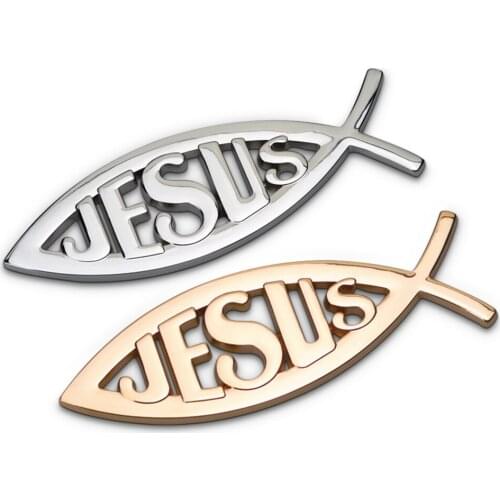 Car Stickers Jesus Fish 100% 3D Chrome Emblem Badge Auto Decals Decoration The Whole Body Metal Motorcycle Accessories