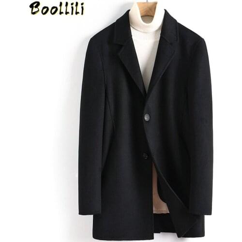 Boollili Wool Coat Men Casual Double-sided Korean Long Jacket Mens Coats and Jackets Overcoat Abrigo Hombre 2020