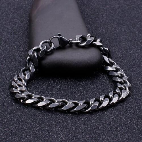 8mm/ 13mm wide Cool 8.5'' vintage black stainless steel Fashion new Curb chain Link Bracelet bangle for Mens