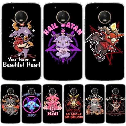 Cute Hell Hail Satan Evil Phone Case For Motorola Moto G9 G7 G8 G6 G5S E6 E5 Plus Power Play One Action Macro EU Gift Coque Cove