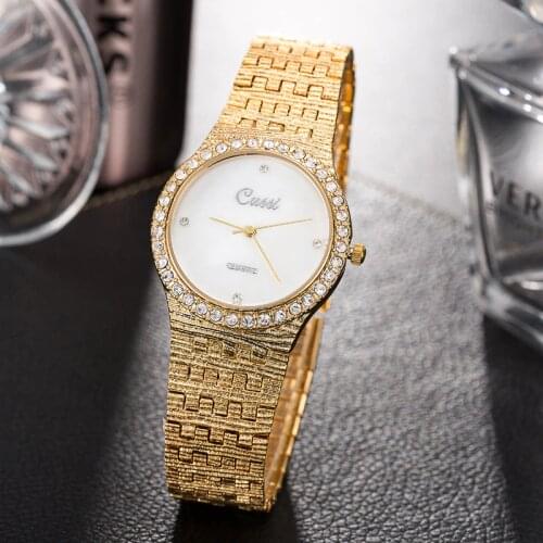 CUSSI 2018 Luxury Gold Fashion Casual Women Quartz Wristwatches Luxury Ladies Bracelet Dress Watches reloj mujer Clock Stylish