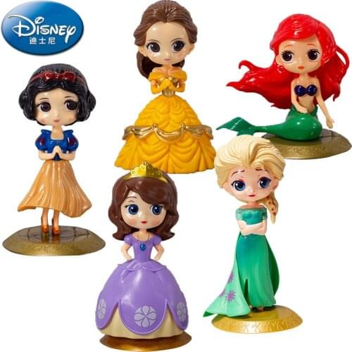 Disney Princess Decoration Girl Plastic Doll Alice Snow White Aisha Anna Birthday Gift anime figure toys for children girl toys