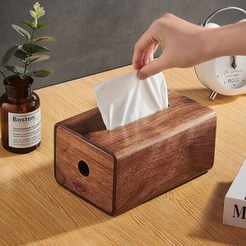 Walnut solid wood tissue box bedroom living room dining table coffee table wooden Europ style light luxury home napkin paper box