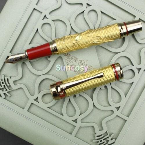 HERO 2189C 18K Gold Fountain Pen, Limited Edition Chinese Style Gold-silk Magpie Pattern Business Gift Collection Set