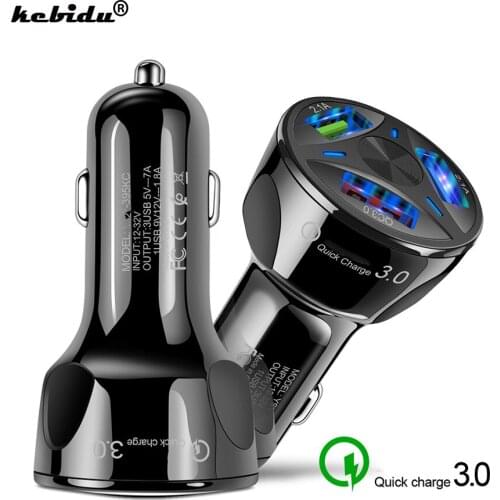 Kebidu 3 Ports QC3.0 3A USB Car Charger With LED Display For iPhone USB Fast Charging Mobile Phone 2 Port 2.1A Car USB Charger