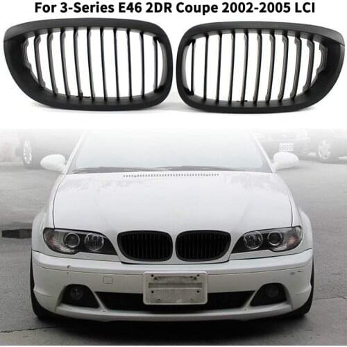 Matte Black Front Sport Kidney Grille Grill for BMW E46 325Ci 330Ci 2003-2006 2-Door LCI 51137064318 51137064317