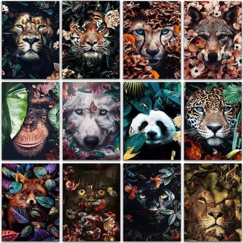5D DIY Diamond Painting Kit Paint Flower Animal Fox Wolf Cat Tiger Full Square&Round embroidery mosaic Cross stitch home decor