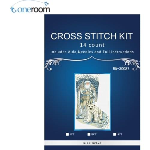 Counted Cross Stitch 14CT Handmade Cross Stitch Set animals Cross-stitch Kit Embroidery Needlework Christmas bears Sock