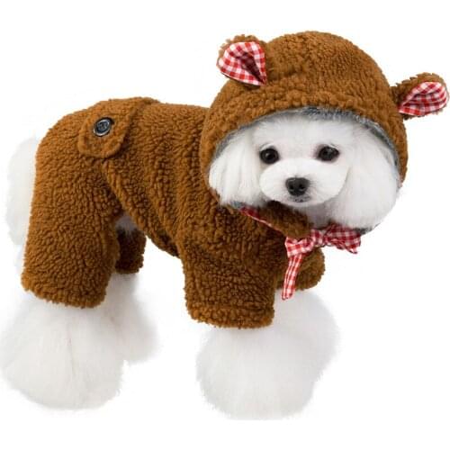 New Pet Dog Clothes Coat Winter Warm Hooded Bear Thicken Dogs Jackets Clothing For Chihuahua Small Dogs Cat Clothing Jumpsuit