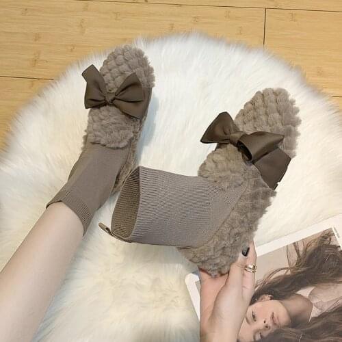 New Womens Boots Winter Warm Snow Boots Ankle Boots Women Ladies Thick Plush Flock Boots Wool Women Shoes Mid-calf Boots Woman