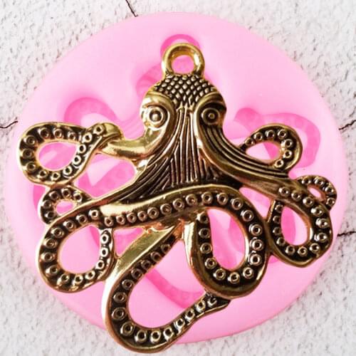 Octopus Silicone Molds DIY Sea Animals Squid Cupcake Topper Fondant Cake Decorating Tools Candy Clay Chocolate Gumpaste Moulds