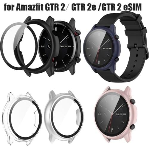 Full Protective Case Cover Shell For Amazfit GTR 2 2e eSIM+ tempered film Replacement Accessories Frame 360 Screen Protective