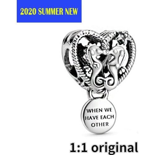 SALE! 2020 Summer Silver 925 Beads In Pairs Seahorse Heart Charm Fit Original Pandora Bracelets Women DIY Fashion Jewelry