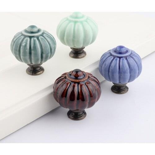 Rustico retro creative ceramic drawer shoe cabinet knob pull coffee cyan reseda porcelain bronze dresser cupboard dor handle