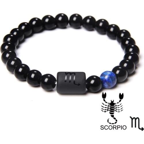 Scorpio Constellation Bracelet 12 Zodiac Charm Tiger Eye Stone Bracelets For Women Men Friendship Love Birthday Jewelry Gifts