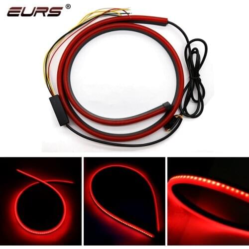 EURS 100cm High Rear Additional Stop Lights With Turn Signal Running Light Unverisal Auto Brake Flexible LED Strips Car Styling