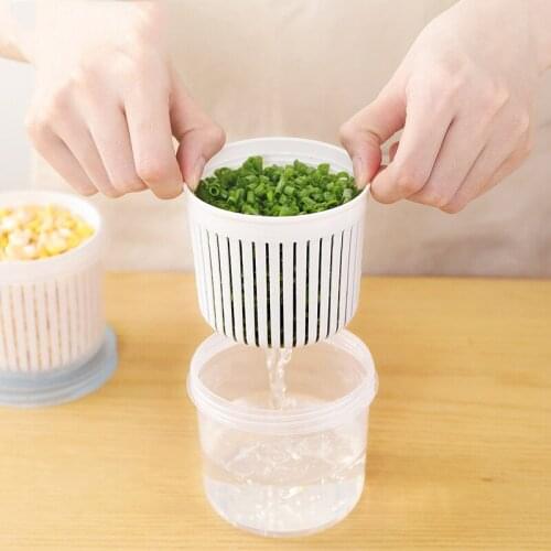 Fresh Keeping Box Of Onion, Ginger Garlic Kitchen Vegetable Plastic Storage Box Refrigerator Sealed Storage Scallion Drain Box