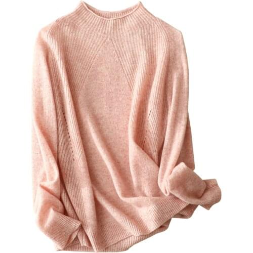 Vintage Sweater Mandarin Collar Fall Sweaters for Women Thin 2020 Fashion Ladies Clothes 100% Cashmere Knitted Items