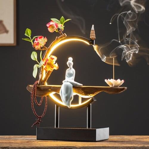 Waterfall Backflow Incense Burner Ladies Incense Stick Holder Buddha Home Decoration Elk Ceramic Censer