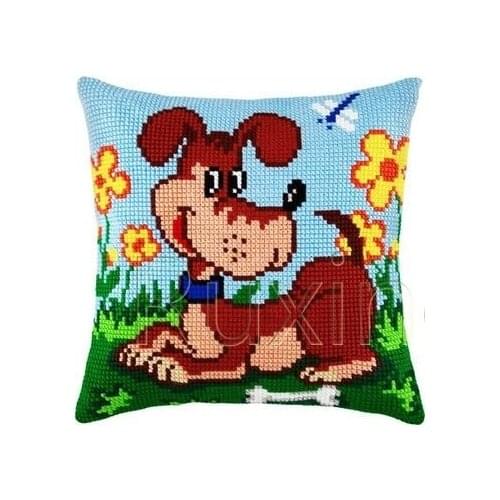 Latch-Hook-Kits-DIY 3D Segment Embroidery Pillow Embroidered Handcraft Pillow Case Animal Dog Package Coarse Wool Cross Stitch