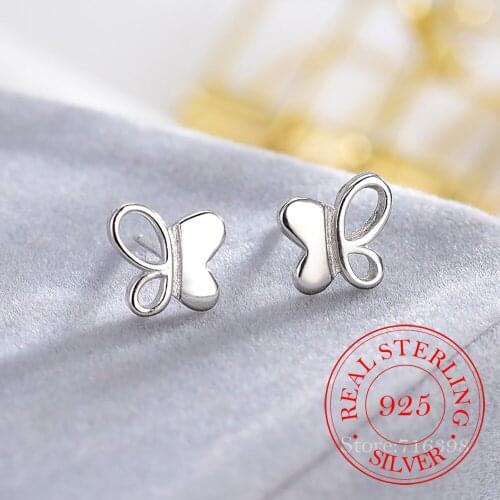 925 Sterling Silver Hollow Butterfly Stud Earrings For Women Engagement Wedding Birthday Gift Jewelry Brincos