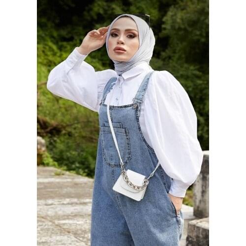 Women denim jumpsuits black and blue jumpsuit big size muslim fashion islamic clothing
