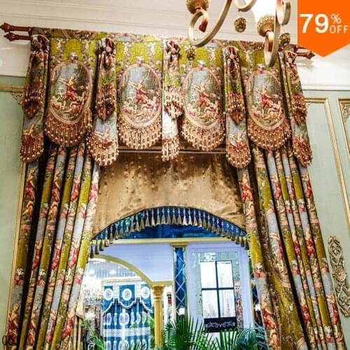 Golden Super Luxury Love God Villa curtain decoration Palace Drapery Style curtain decorations curtains
