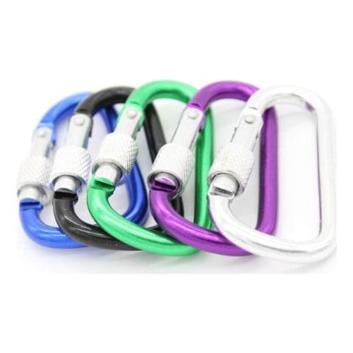 10 pcs 6CM D-ring Aluminum Alloy Screwgate Carabiner Backpack Quick Hook Buckle